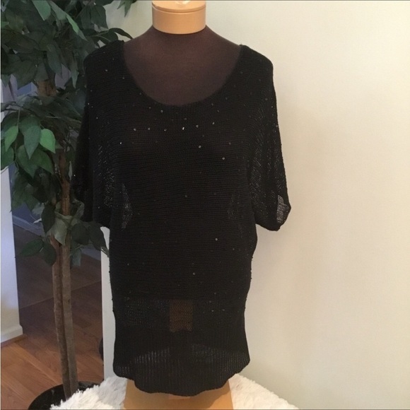 The Limited Retro black open knit short sleeve top with ribbed hem Woman… - Picture 1 of 15